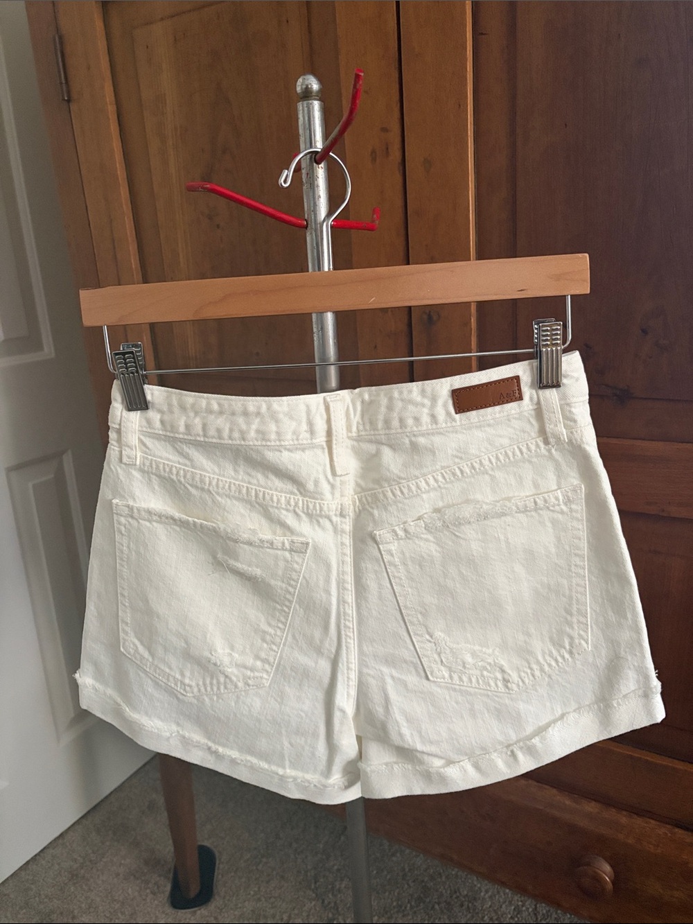 Abercrombie & Fitch White Distressed Denim Short Shorts - Picture 7 of 14